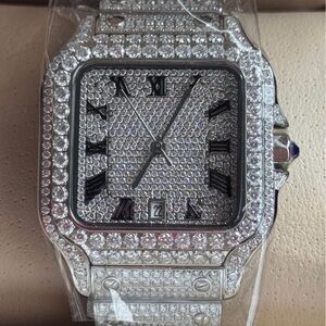 Silver Diamond-Studded Watch